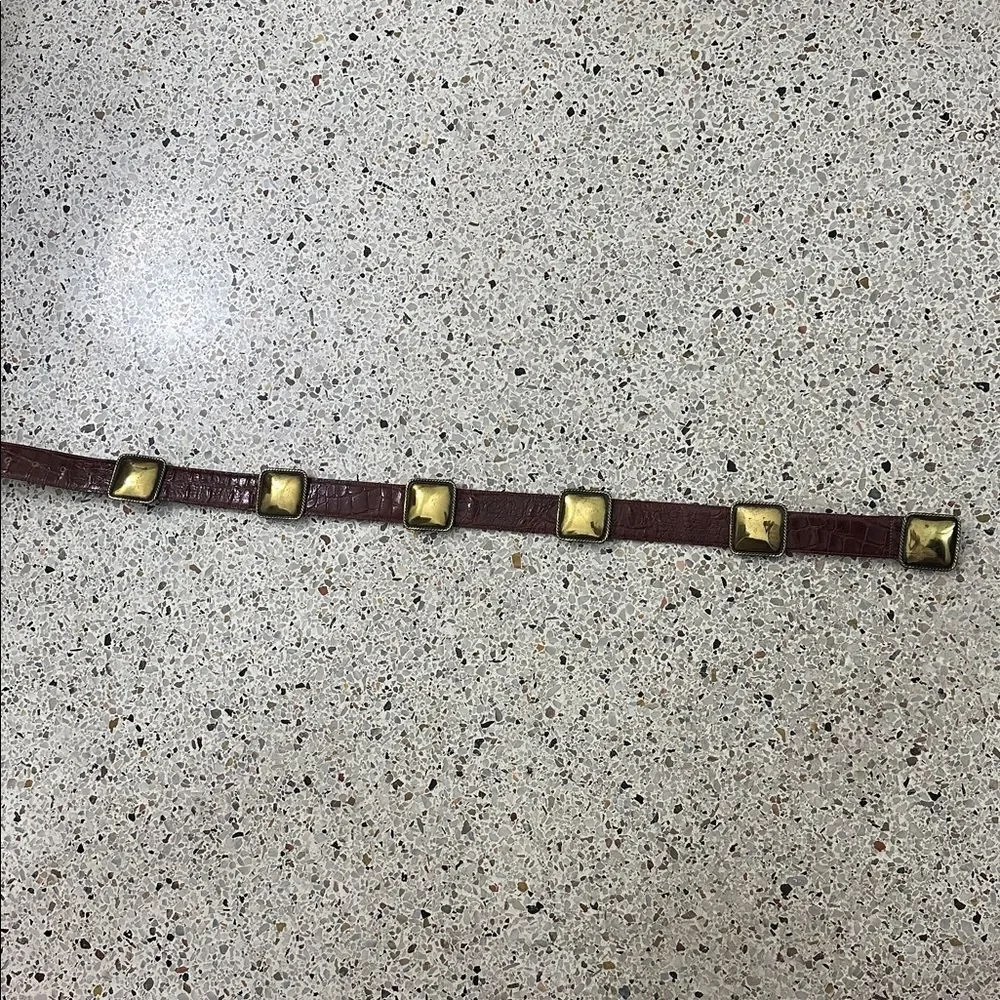 Vintage Ginnie Johansen brown brass made in Italy belt m medium boho